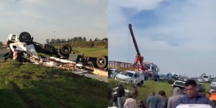 EL CHOFER QUEDÓ ATRAPADO: Entre Ríos: volcó un camión en la Ruta 14 y vecinos saquearon la carga