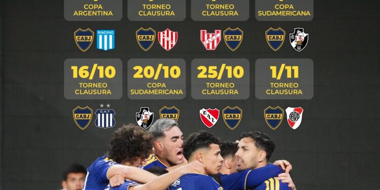 El apretado calendario de Boca con triple competencia antes del superclásico