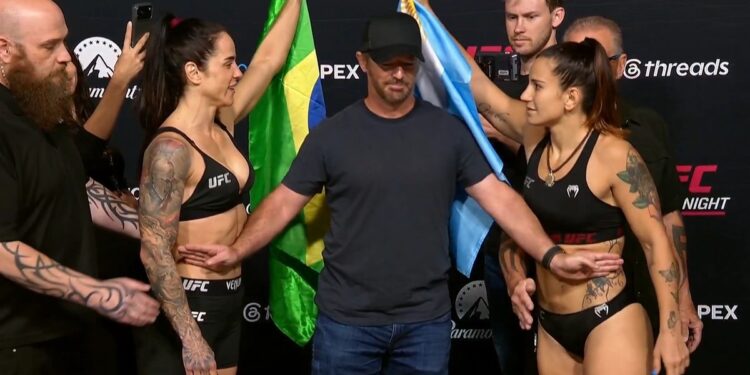 El picantísimo cara a cara entre Ailín Pérez y Dumont: la brasileña le tiró preservativos y dólares a la argentina antes de la pelea por UFC
