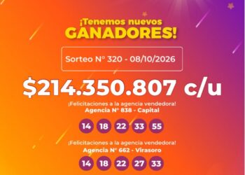 LOTERÍA CORRENTINA: Poceada: tres ganadores se llevaron más de 214 millones de pesos