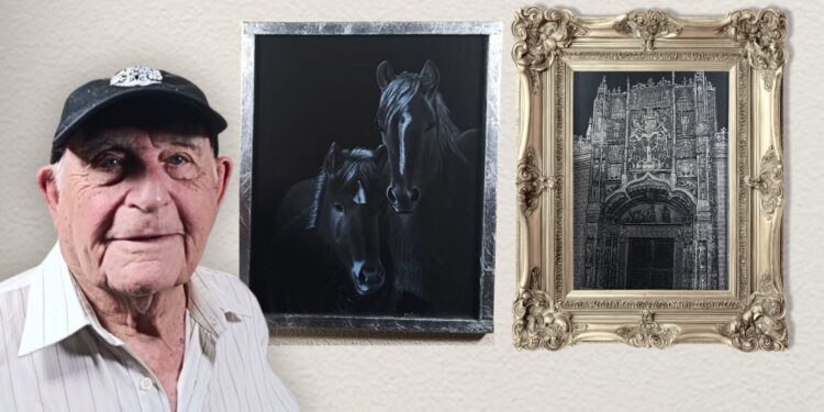 Jose Antonio Mateo Flórez, inventor del grapel, da las claves de su técnica artística a sus 90 años: “La paciencia es la madre de la criatura, porque no vale correr”