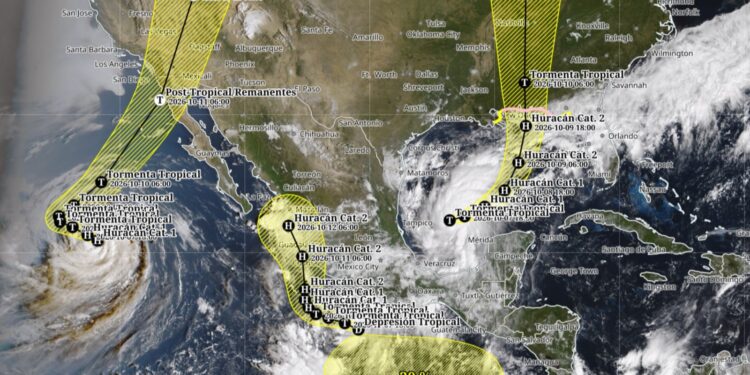 Rachel, Simón e Isaías, los tres ciclones tropicales que tienen cercado a México de forma simultánea