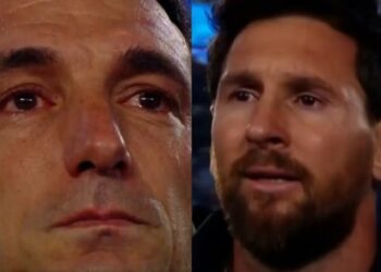 EMOTIVO: Las lágrimas de Lionel Scaloni y Lionel Messi durante el último Himno del capitán