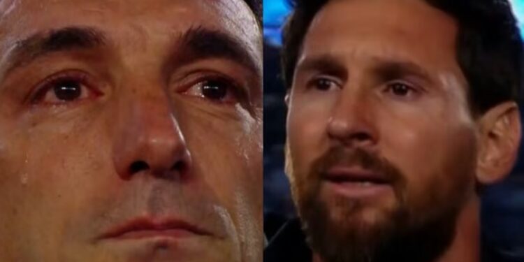 EMOTIVO: Las lágrimas de Lionel Scaloni y Lionel Messi durante el último Himno del capitán