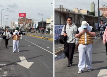 SÓLO EN ARGENTINA: Viral: peregrino caminó hasta Luján con un chaleco lleno de cerveza