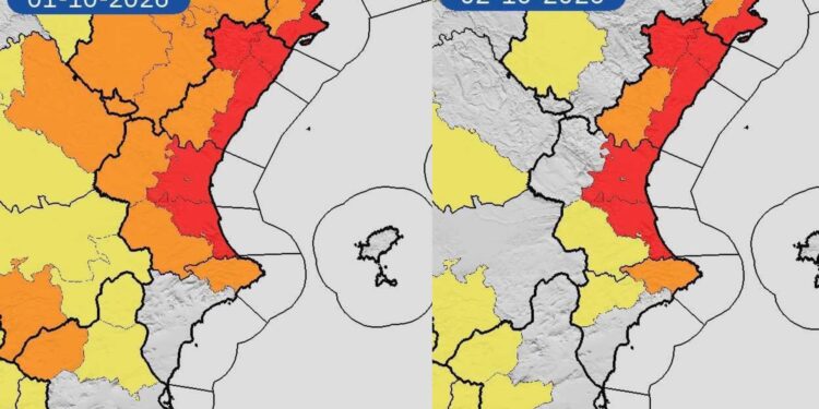 La Aemet lanza un aviso especial por chubascos fuertes y persistentes que se concentrará en Cataluña y la Comunidad Valenciana