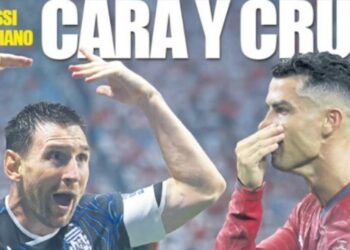 La tapa de un diario de España que contrasta el final de Messi con Argentina y el de Cristiano con Portugal