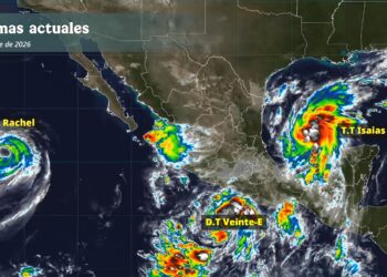 Alertan sobre el efecto de ciclones en el Pacífico: Depresión Tropical Veinte-E evolucionaría a Huracán categoría 2 para el domingo