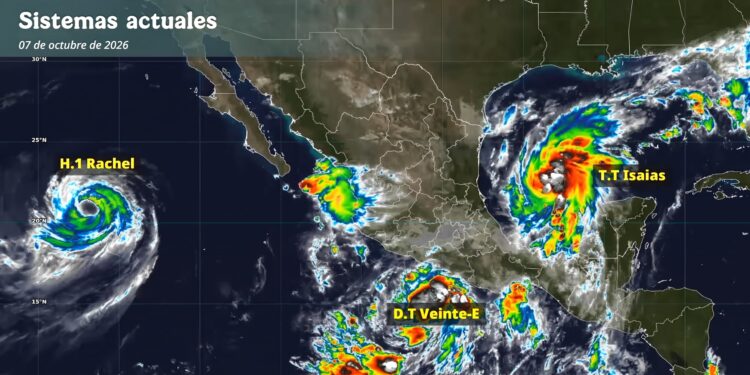 Alertan sobre el efecto de ciclones en el Pacífico: Depresión Tropical Veinte-E evolucionaría a Huracán categoría 2 para el domingo